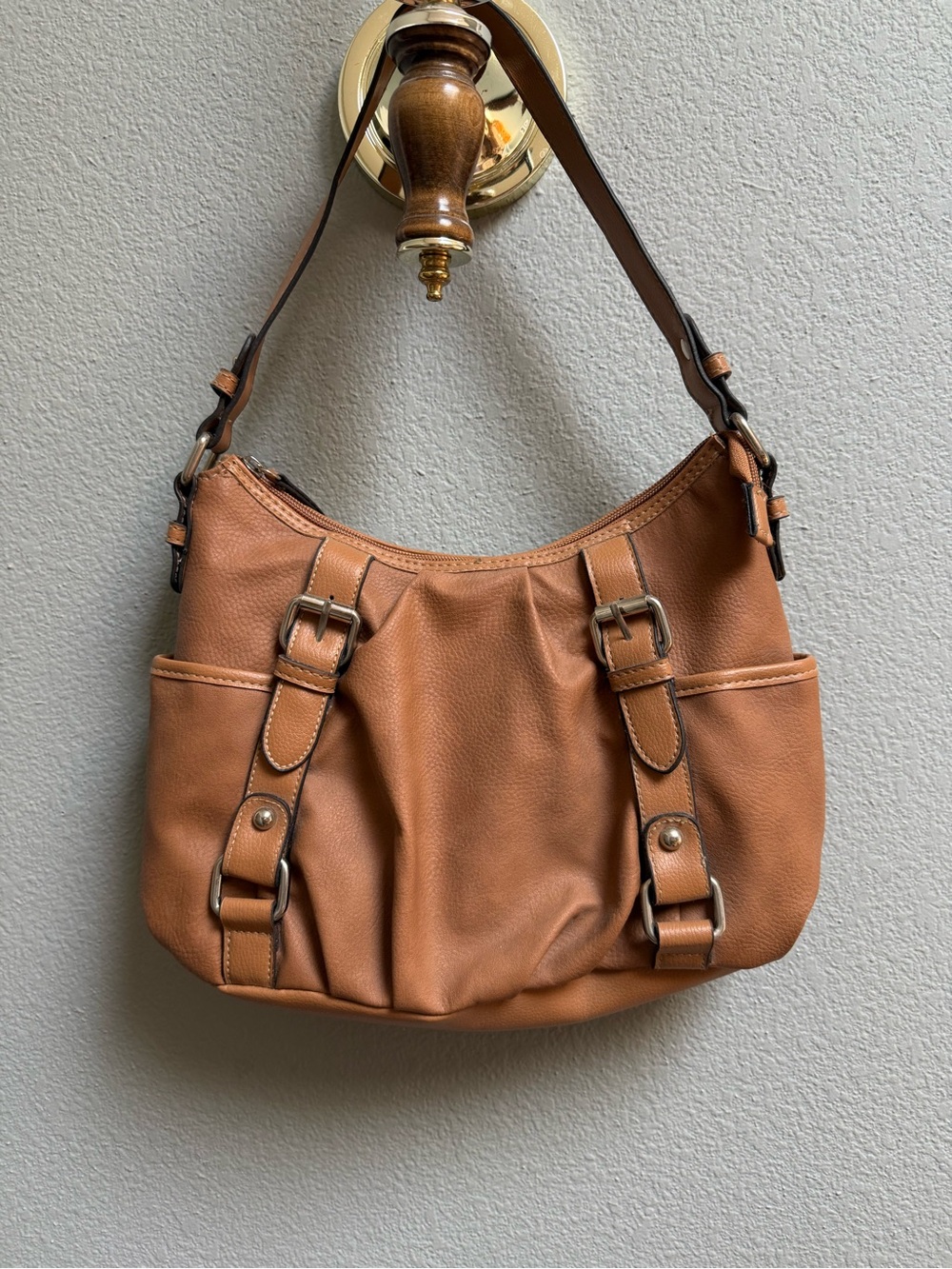 croft & barrow Cognac Pebbled Hobo Shoulder Bag